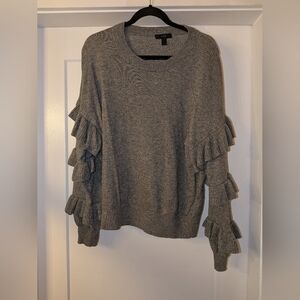 J. Crew Gray Sweater with Ruffled Sleeves